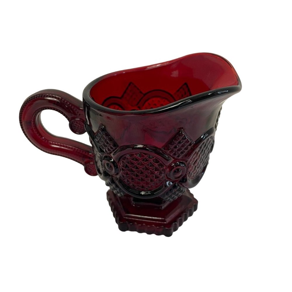 Vintages AVON Cape Cod Ruby Red Glass Creamer‎ 3.5"